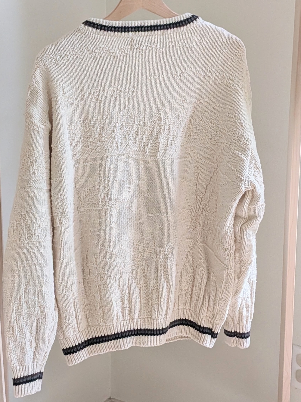 Vintage Chunky Embroidered Lab Dogs Textured Crewneck Sweater In Cream - XLT - Picture 5 of 6